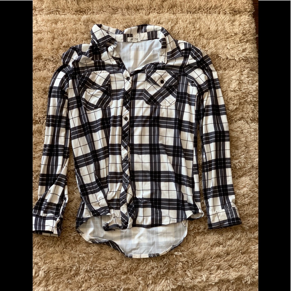Ardene Black & White Plaid Button Down Shirt